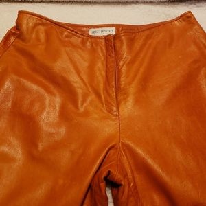 Hugo Buscati Glazed Orange Leather Pants Size 10